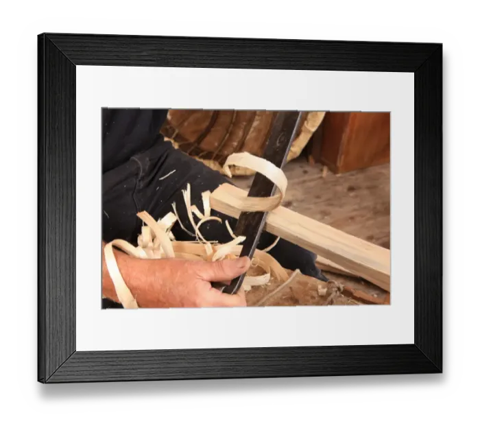 Framed Print : Corracles. Peter Faulkner building Coracles in his workshop at Leintwardine Shropshire Framed Print : Corracles. Peter Faulkner building Coracles in his workshop at Leintwardine Shropshire
