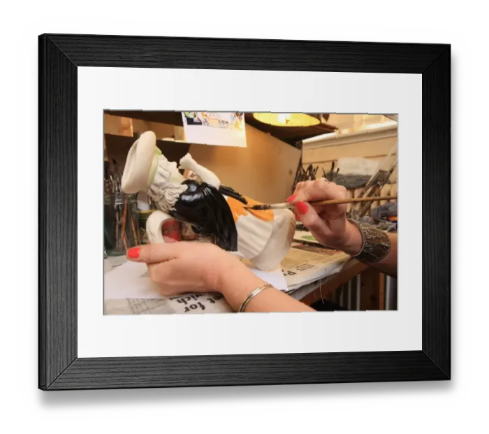 Framed Print : Toby Jugs. Painting Toby Jugs at Peggy Davies Ceramics in Stoke on Trent Framed Print : Toby Jugs. Painting Toby Jugs at Peggy Davies Ceramics in Stoke on Trent
