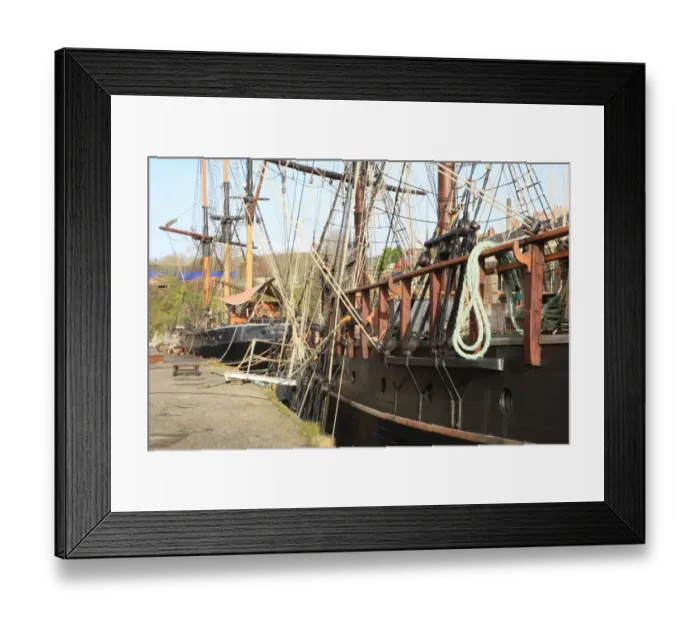 Framed Print : Quayside. Tall ships in the harbour in the Cornish fishing port of Charlestown Framed Print : Quayside. Tall ships in the harbour in the Cornish fishing port of Charlestown