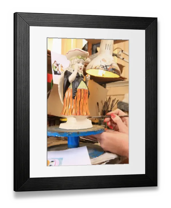 Framed Print : Toby Jugs. Painting Toby Jugs at Peggy Davies Ceramics in Stoke on Trent Framed Print : Toby Jugs. Painting Toby Jugs at Peggy Davies Ceramics in Stoke on Trent