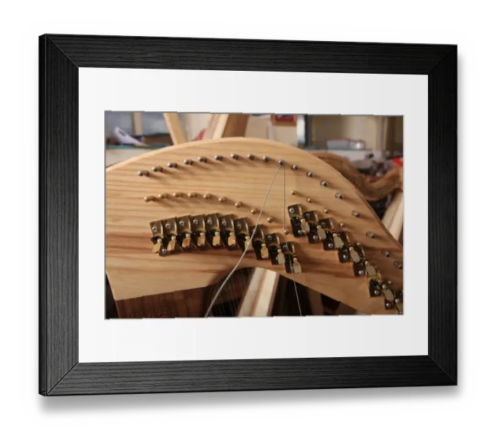 Framed Print : Harps. Harp maker Allan Shiers at The Harp Centre of Wales, at Llandysul Wales Framed Print : Harps. Harp maker Allan Shiers at The Harp Centre of Wales, at Llandysul Wales