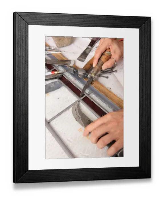 Framed Print : Glass. Tools used by Sophie Lister Husaain Stained Glass Artist Framed Print : Glass. Tools used by Sophie Lister Husaain Stained Glass Artist
