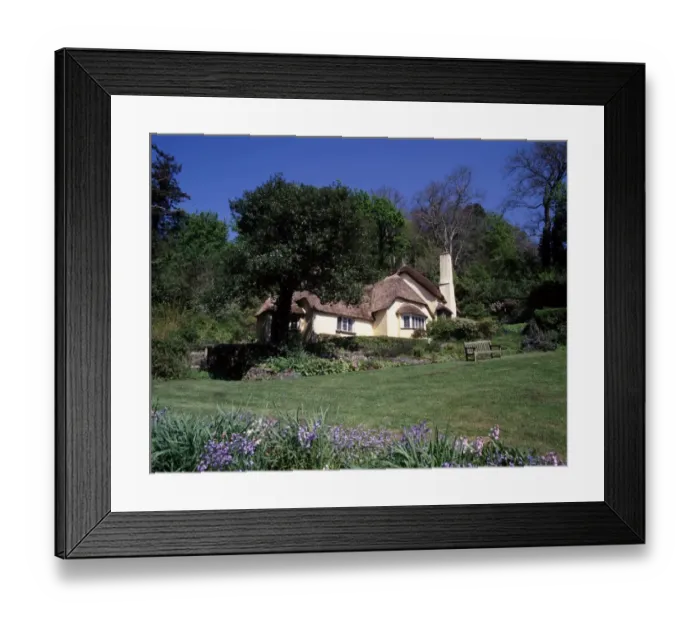 Framed Print : Selworthy. The Somerset village of Selworthy on a spring day with its thatched cottages Framed Print : Selworthy. The Somerset village of Selworthy on a spring day with its thatched cottages