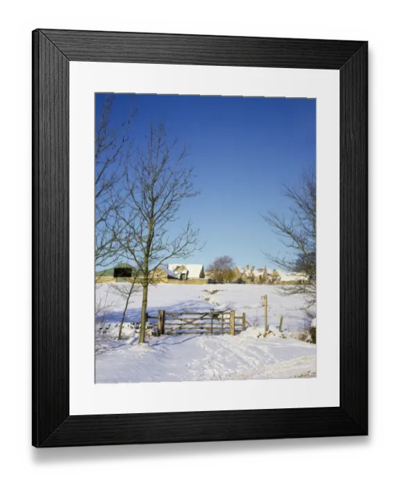 Framed Print : Yanworth. A winters day in the cotswolds at the hamlet of Yanworth near Northleach