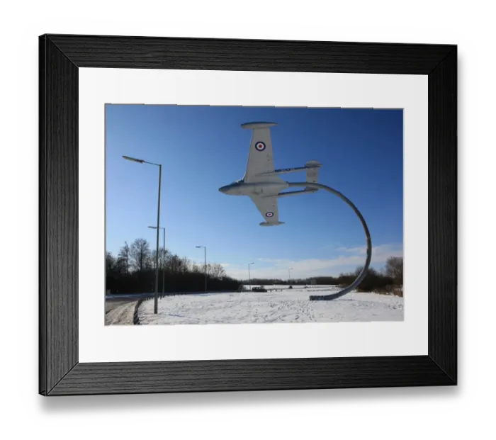 Framed Print : Wantage. An early Jet fighter a de Havilland DH 112 Venom at Grove Technology Park Framed Print : Wantage. An early Jet fighter a de Havilland DH 112 Venom at Grove Technology Park