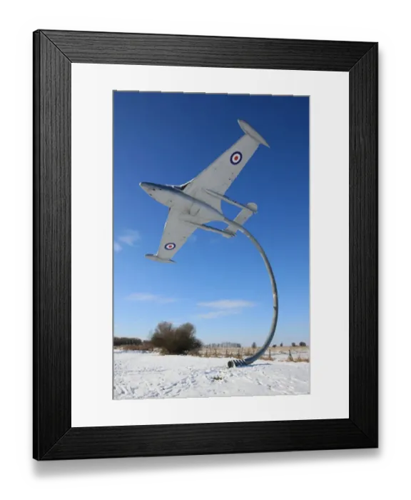 Framed Print : Wantage. An early Jet fighter a de Havilland DH 112 Venom at Grove technology park Framed Print : Wantage. An early Jet fighter a de Havilland DH 112 Venom at Grove technology park