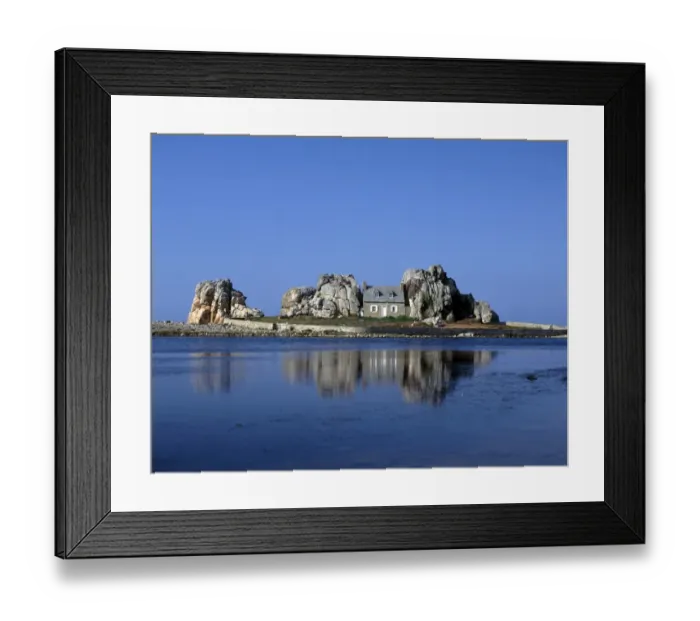Framed Print : Brittany. The House between the Rock on the Brittany Coast in Northern France Framed Print : Brittany. The House between the Rock on the Brittany Coast in Northern France
