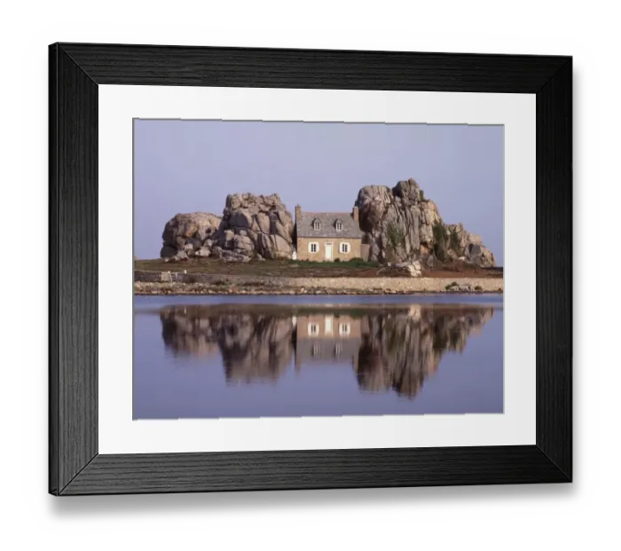 Framed Print : Brittany. The House between the Rock on the Brittany Coast in Northern France Framed Print : Brittany. The House between the Rock on the Brittany Coast in Northern France
