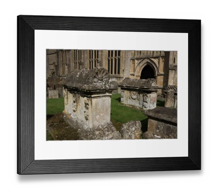 Framed Print : Burford. The church yardat Burford Oxfordshire on a summers morning Framed Print : Burford. The church yardat Burford Oxfordshire on a summers morning