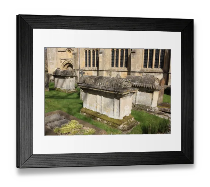 Framed Print : Burford. The Church yard at Burford Oxfordshire on a summers morning Framed Print : Burford. The Church yard at Burford Oxfordshire on a summers morning