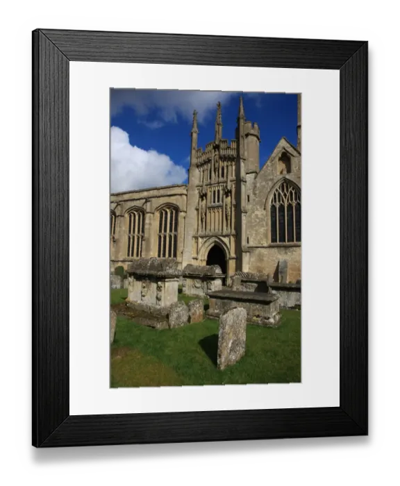 Framed Print : Burford. The Church yard at Burford Oxfordshire on a summers morning Framed Print : Burford. The Church yard at Burford Oxfordshire on a summers morning