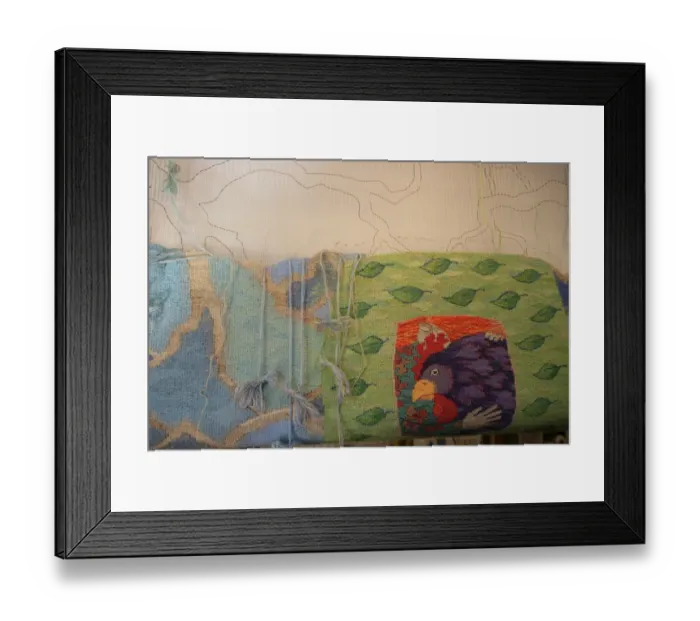 Framed Print : Tapestry. Kirsten Glasbrook working on a Tapestry Framed Print : Tapestry. Kirsten Glasbrook working on a Tapestry
