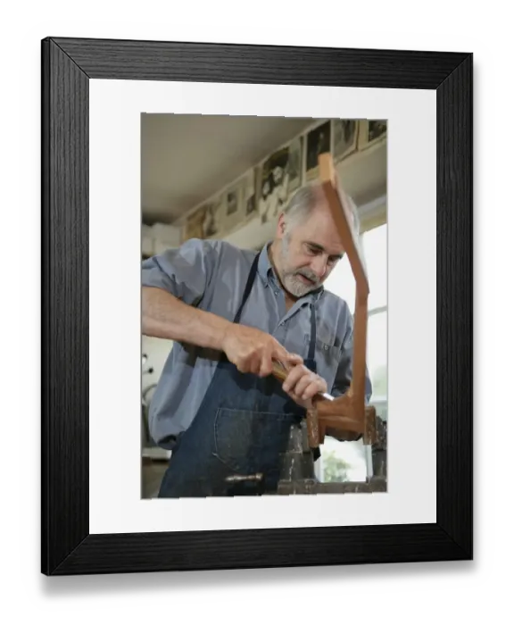 Framed Print : Guitar Maker