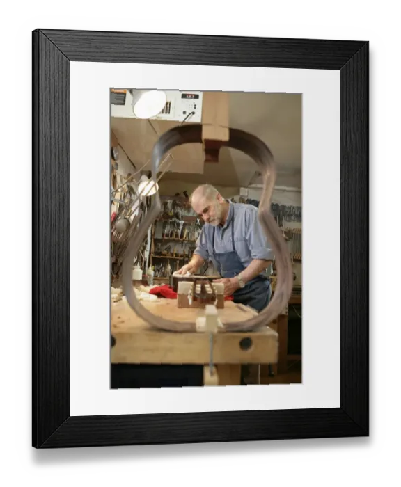 Framed Print : Guitar Maker