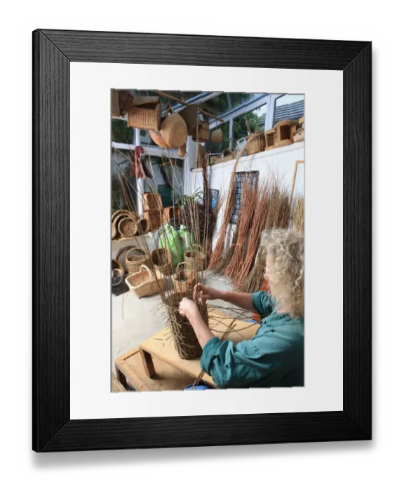 Framed Print : Traditional Basket Maker Framed Print : Traditional Basket Maker