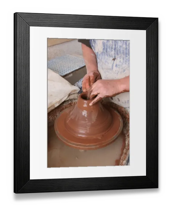 Framed Print : Potter Kevin Millward working on his wheel, near Stoke on Trent Framed Print : Potter Kevin Millward working on his wheel, near Stoke on Trent