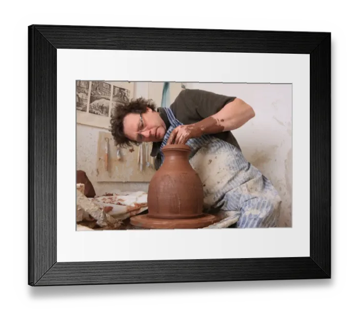 Framed Print : Potter Kevin Millward in his studio near Stoke on Trent Framed Print : Potter Kevin Millward in his studio near Stoke on Trent