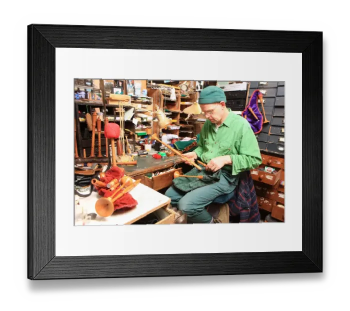Framed Print : Bagpipe maker Framed Print : Bagpipe maker
