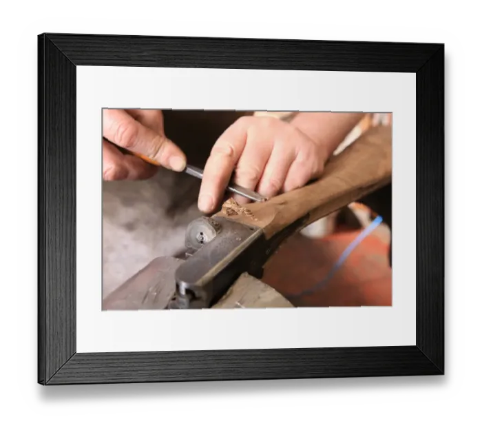 Framed Print : Gunsmith Graham Ball working at John Fosters Carlton near Stockton on Tee