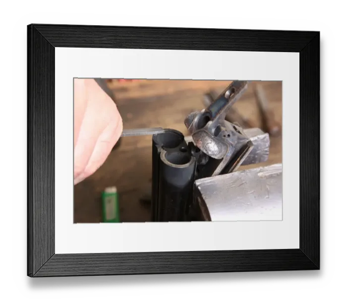 Framed Print : Gunsmith Graham Ball working at John Fosters Carlton near Stockton on Tee Framed Print : Gunsmith Graham Ball working at John Fosters Carlton near Stockton on Tee