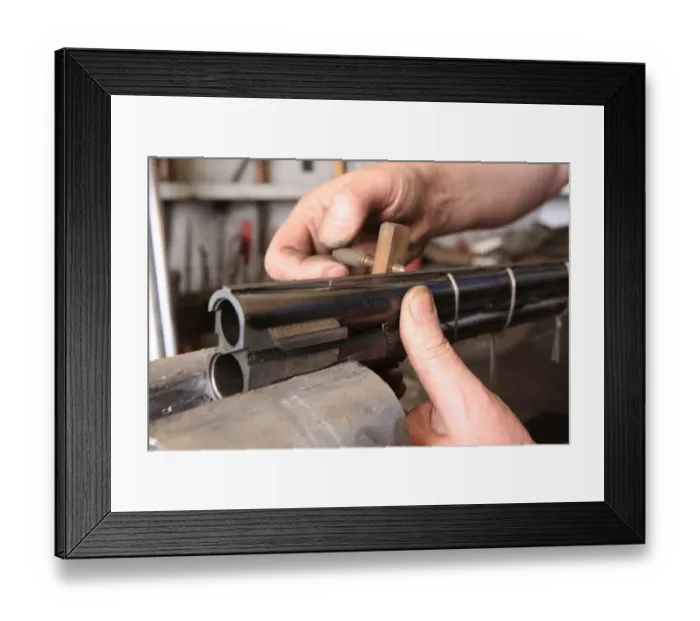 Framed Print : Gunsmith Graham Ball working at John Fosters Carlton near Stockton on Tee
