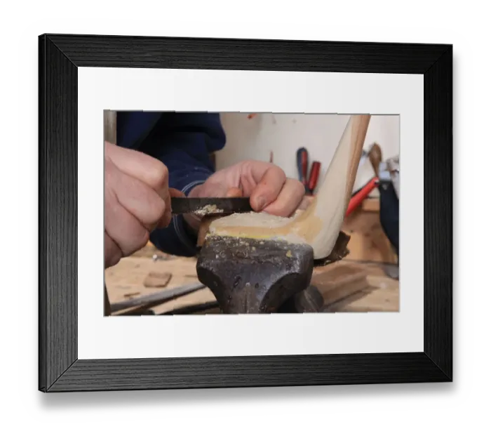 Framed Print : Golf Club. Sean Davies making traditional wooden golf clubs in his workshop Framed Print : Golf Club. Sean Davies making traditional wooden golf clubs in his workshop