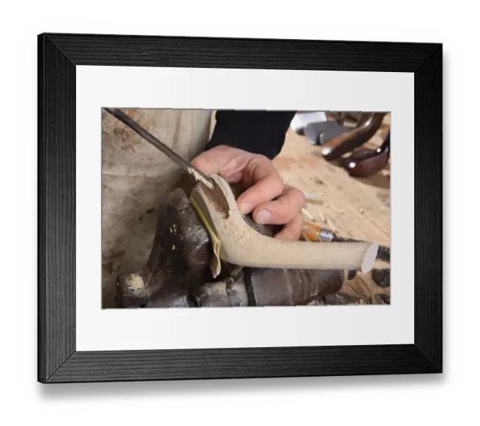 Framed Print : Golf Club. Sean Davies making traditional wooden golf clubs in his workshop
