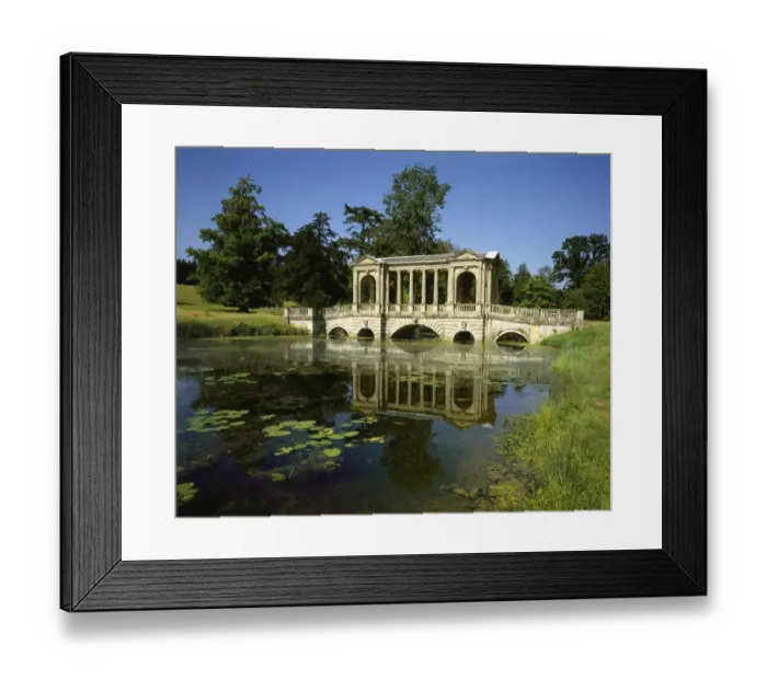 Framed Print : Stowe. The Palladian Bridge in the Stowe Landscape Garden in Buckinghamshire Framed Print : Stowe. The Palladian Bridge in the Stowe Landscape Garden in Buckinghamshire