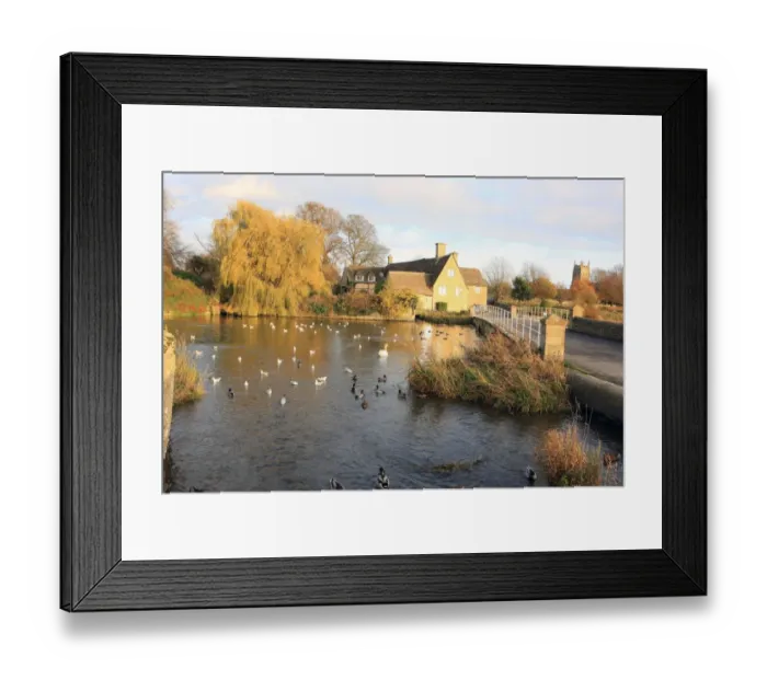 Framed Print : Fairford. Afternoon in late autumn at the Old Mill in cotswold town of Framed Print : Fairford. Afternoon in late autumn at the Old Mill in cotswold town of