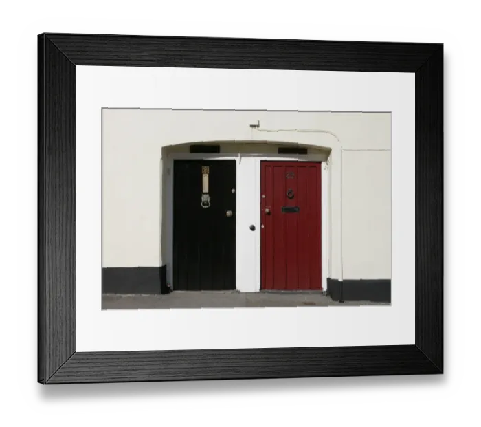 Framed Print : Black and Red Doors Framed Print : Black and Red Doors