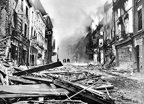 Coventry Burning after an Air-raid; Second World War, 1940