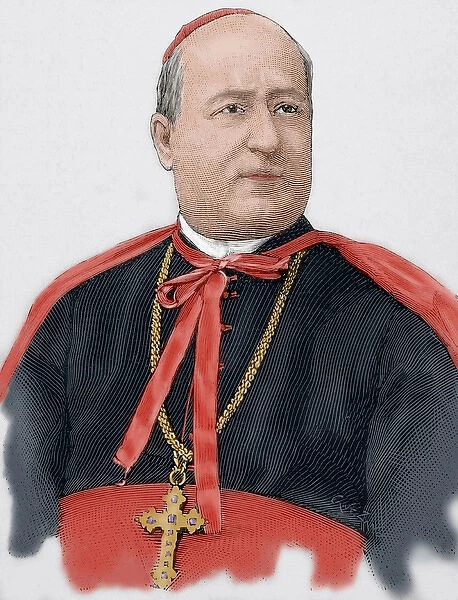 Domenico Maria Jacobini (1837-1900). Engraving. Colored