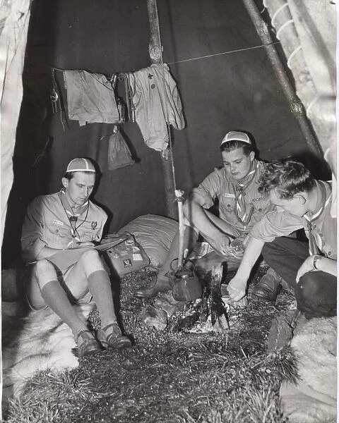 Finnish boy scouts at international camp, North London