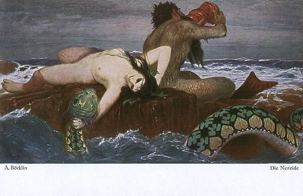 Triton and Nereid by Arnold Bocklin - Symbolist Painting
