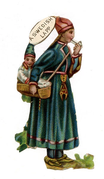 Victorian scrap, a Swedish Lapp woman and child