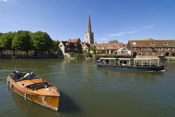 Church and river, Abingdon, Oxfordshire, England, United Kingdom, Europe
