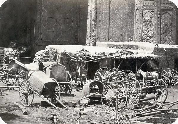 SAMARKAND: CART YARD, c1870. A cart yard in Samarkand. Photograph, c1870