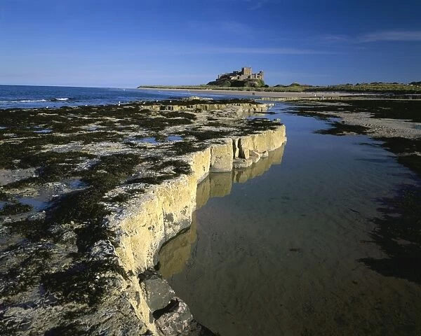 Bamburgh Castle. Low tide at Bamburgh Castle on the Northumberland Coast