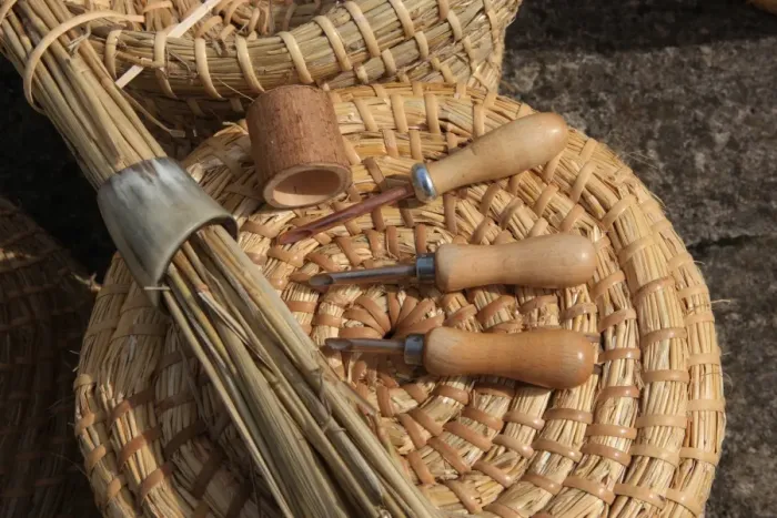 Framed Print : Bee-Skeps. The tools used to make Bee-Skeps