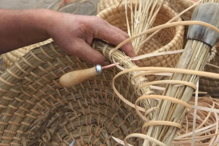Framed Print : Bee-Skeps. David Chubb making Bee-Skeps on his farm in the Cotswolds Framed Print : Bee-Skeps. David Chubb making Bee-Skeps on his farm in the Cotswolds