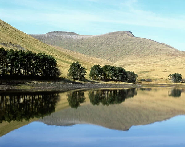 Brecon Beacons. Reflections in the Neuadd Reservoir high in the Brecon
