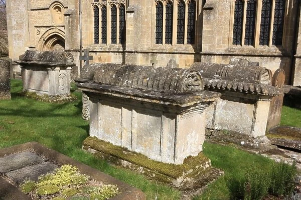 Burford. The Church yard at Burford Oxfordshire on a summers morning