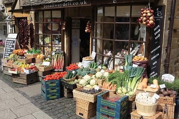 Fruit and Veg Shop. Fresh vegetables on display outside a shop in the Cotswold