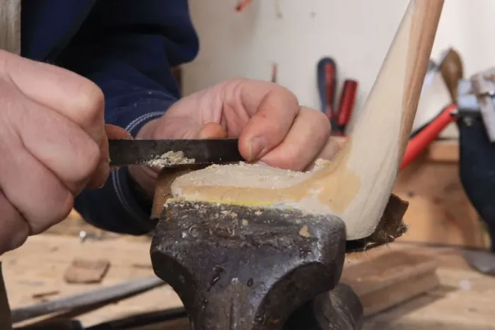 Framed Print : Golf Club. Sean Davies making traditional wooden golf clubs in his workshop Framed Print : Golf Club. Sean Davies making traditional wooden golf clubs in his workshop
