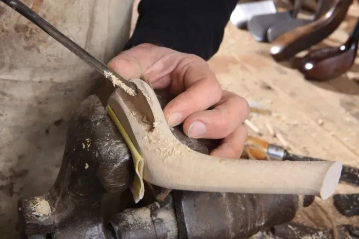 Framed Print : Golf Club. Sean Davies making traditional wooden golf clubs in his workshop