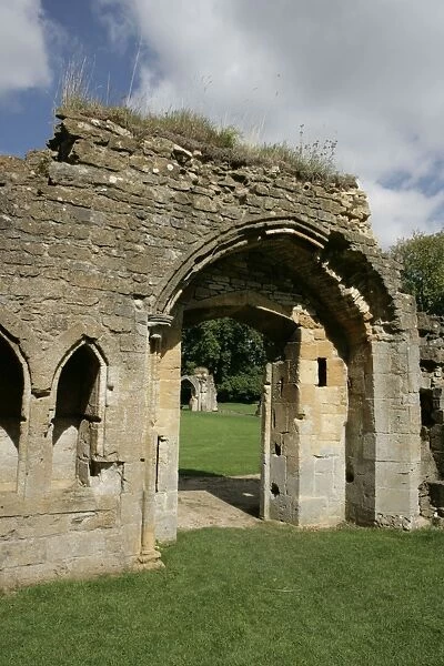 Hailes Abbey. Stone Arches at the ruined Hailes Abbey near Winchcombe in the Cotswolds