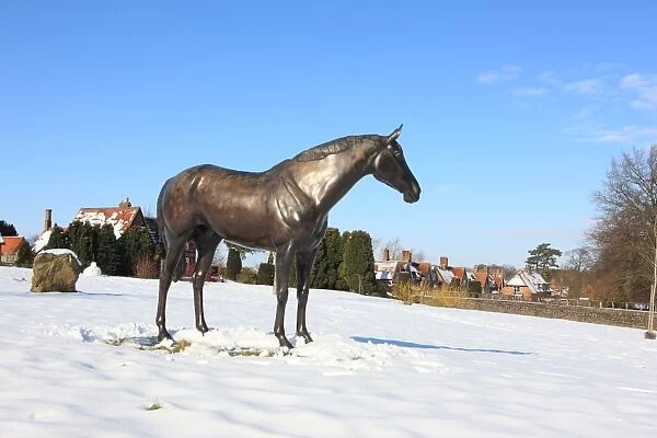 Locking. A statue on the Village Green, in memory of the racehorse Best Mate, 
