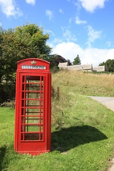 PHone Box. Duntisbourne Abbots Glos Cotswolds Summer. Village church Phonet box