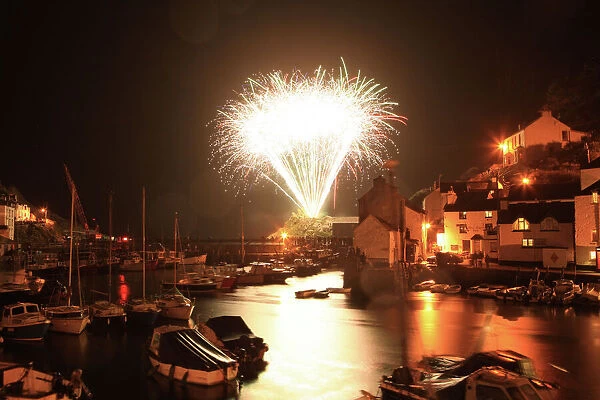 Polperro. Fireworks at Polperro the fishing village in Cornwall