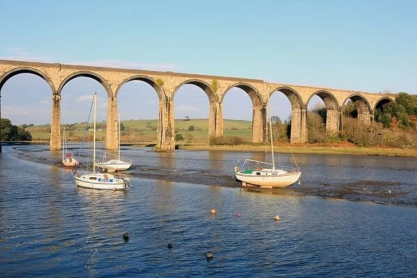 St Germans. The Rail Viaduct over River Tiddy at St Germans in Cornwall
